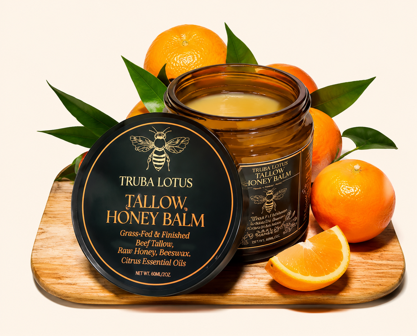 Terra Lotus - Organic Grass-Fed Beef Tallow Balm with Raw Honey - Moisturizing Cream - Handmade All-Natural Moisturizer