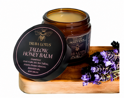 Terra Lotus - Organic Grass-Fed Beef Tallow Balm with Raw Honey - Moisturizing Cream - Handmade All-Natural Moisturizer